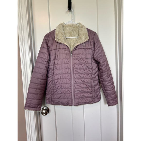 The North Face Mossbud‎ Sherpa Lined Puffer Jacket Reversible Lavender Small - Picture 1 of 11
